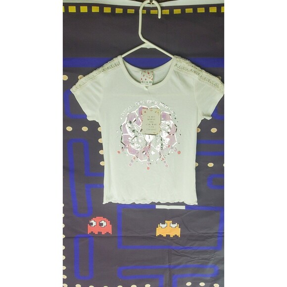 Belle Du Jour Dream Feel Free Be Happy Silver Butterfly Shirt Size Small NWT - Picture 1 of 9